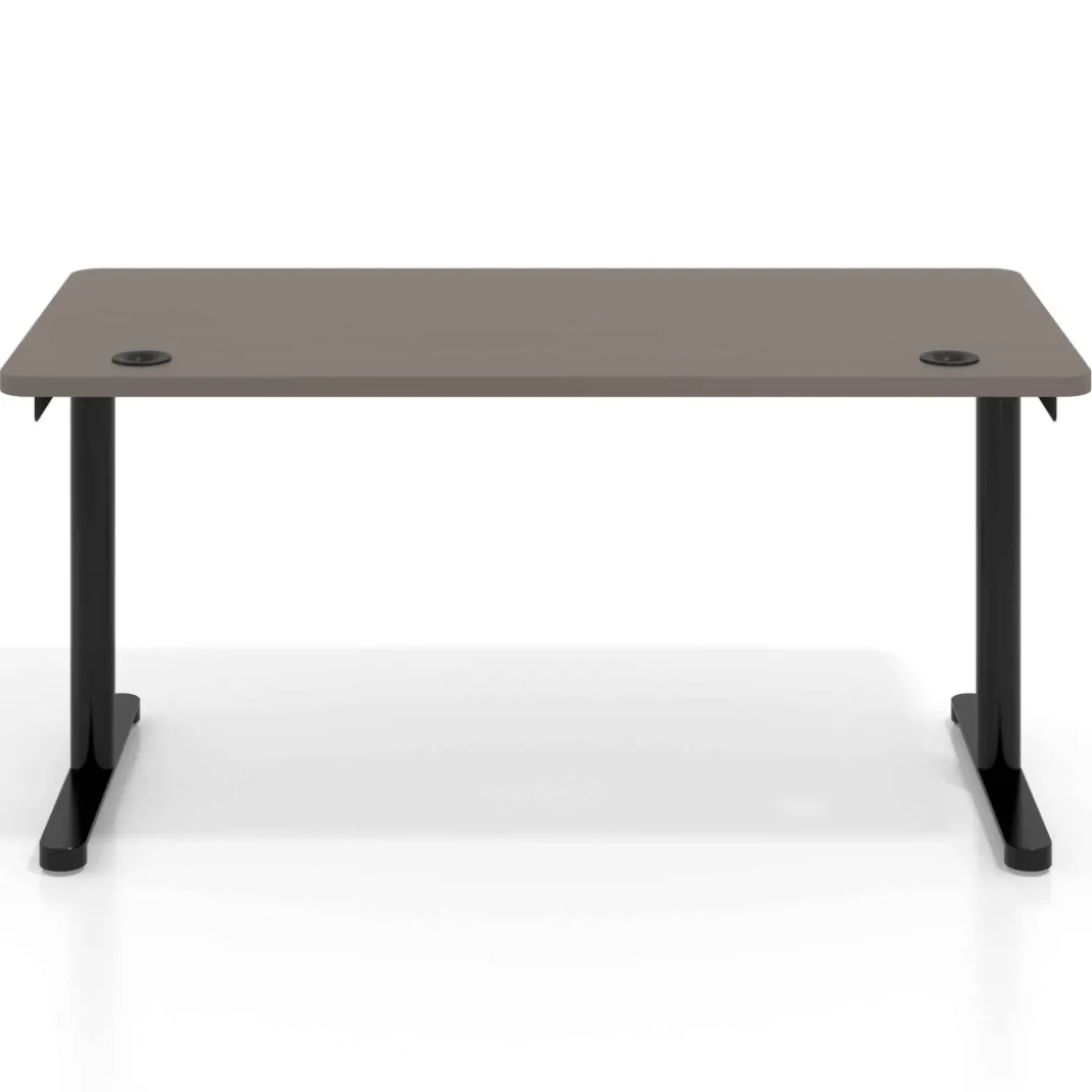 Mesa de Escritorio pata en T, fondo 80cm, estructura negra, sobre ergonómico