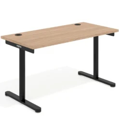 Mesa de Escritorio pata en T, fondo 68cm, estructura negra, sobre recto