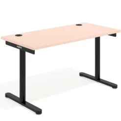 Mesa de Escritorio pata en T, fondo 68cm, estructura negra, sobre recto