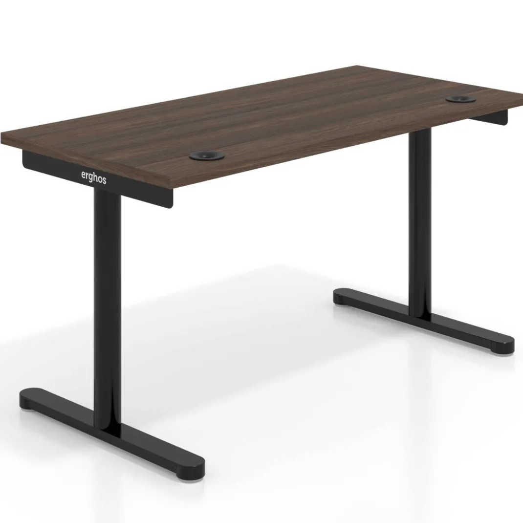 Mesa de Escritorio pata en T, fondo 68cm, estructura negra, sobre recto