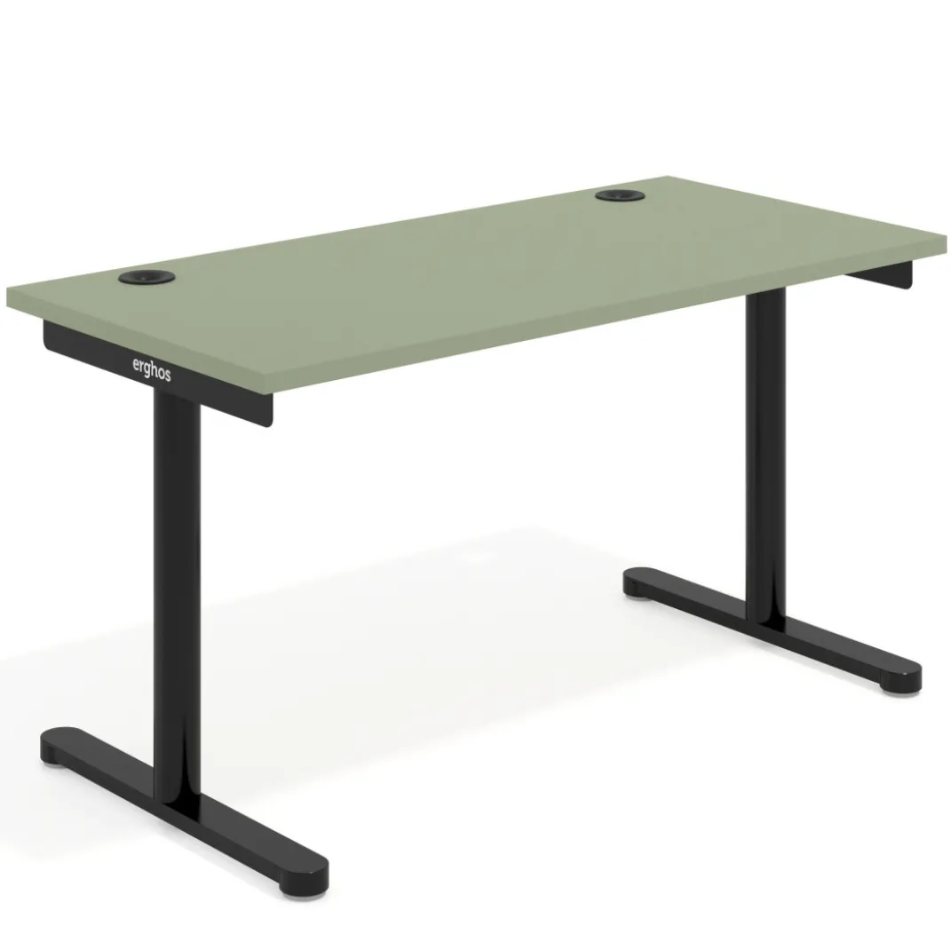 Mesa de Escritorio pata en T, fondo 68cm, estructura negra, sobre recto