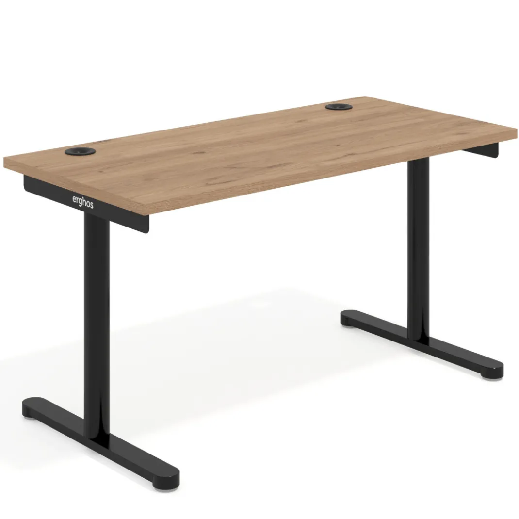 Mesa de Escritorio pata en T, fondo 68cm, estructura negra, sobre recto
