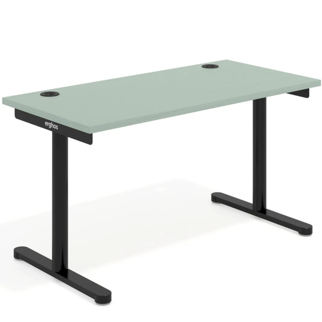 Mesa de Escritorio pata en T, fondo 68cm, estructura negra, sobre recto