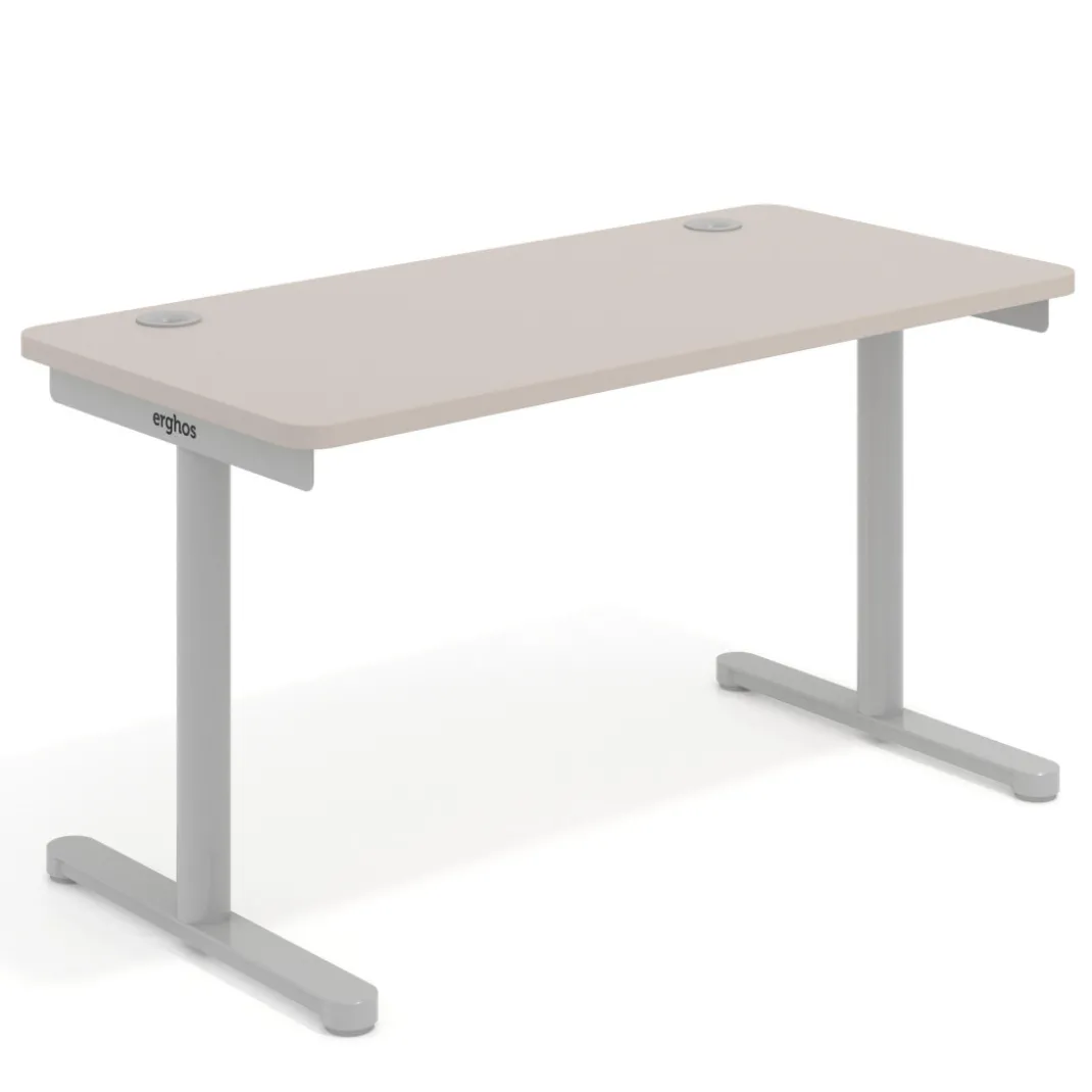 Mesa de Escritorio pata en T, fondo 68cm, estructura aluminio, sobre ergonómico