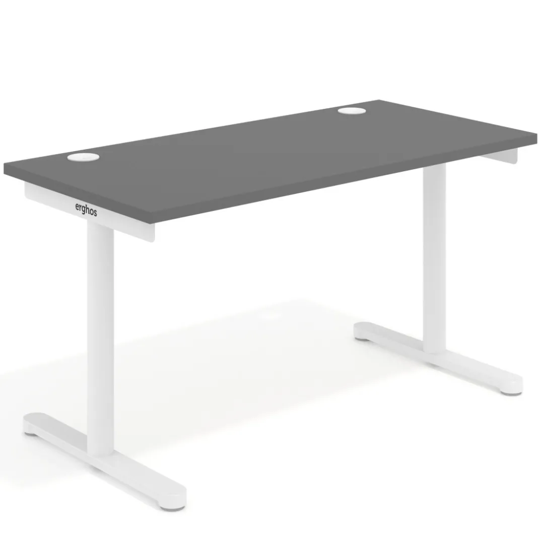 Mesa de Escritorio pata en T, fondo 68cm, estructura blanca, sobre recto
