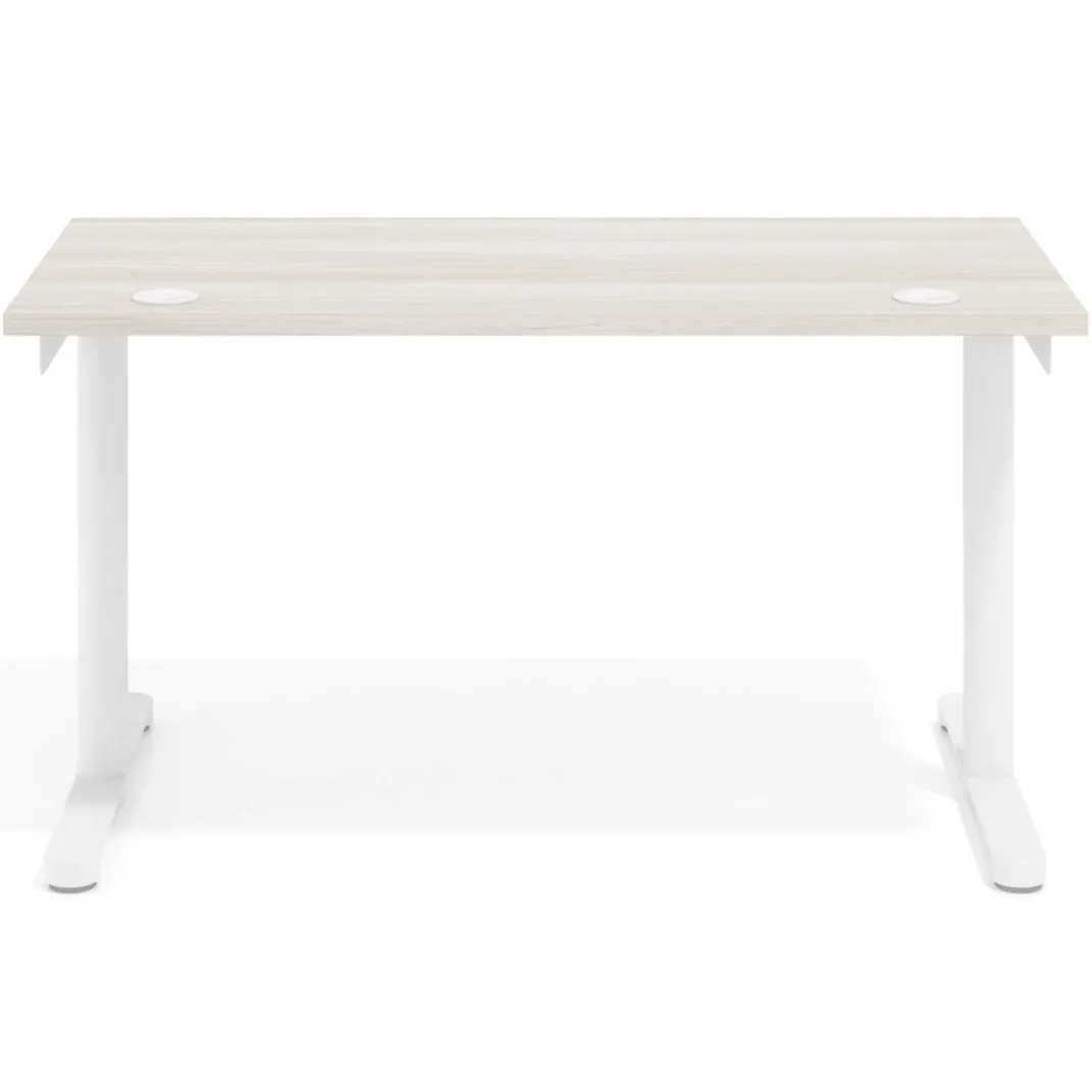 Mesa de Escritorio pata en T, fondo 68cm, estructura blanca, sobre recto