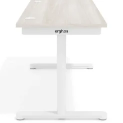 Mesa de Escritorio pata en T, fondo 68cm, estructura blanca, sobre recto