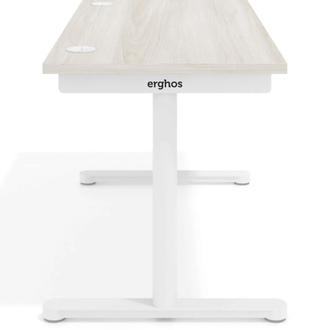 Mesa de Escritorio pata en T, fondo 68cm, estructura blanca, sobre recto