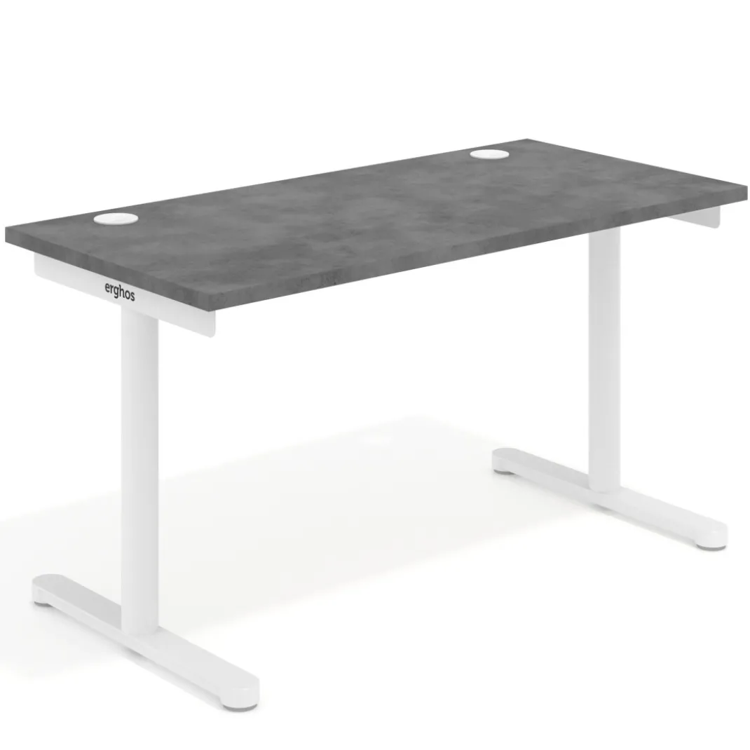 Mesa de Escritorio pata en T, fondo 68cm, estructura blanca, sobre recto