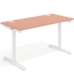 Mesa de Escritorio pata en T, fondo 68cm, estructura blanca, sobre recto