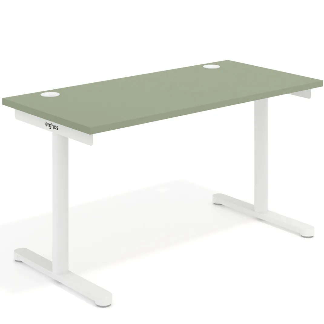 Mesa de Escritorio pata en T, fondo 68cm, estructura blanca, sobre recto
