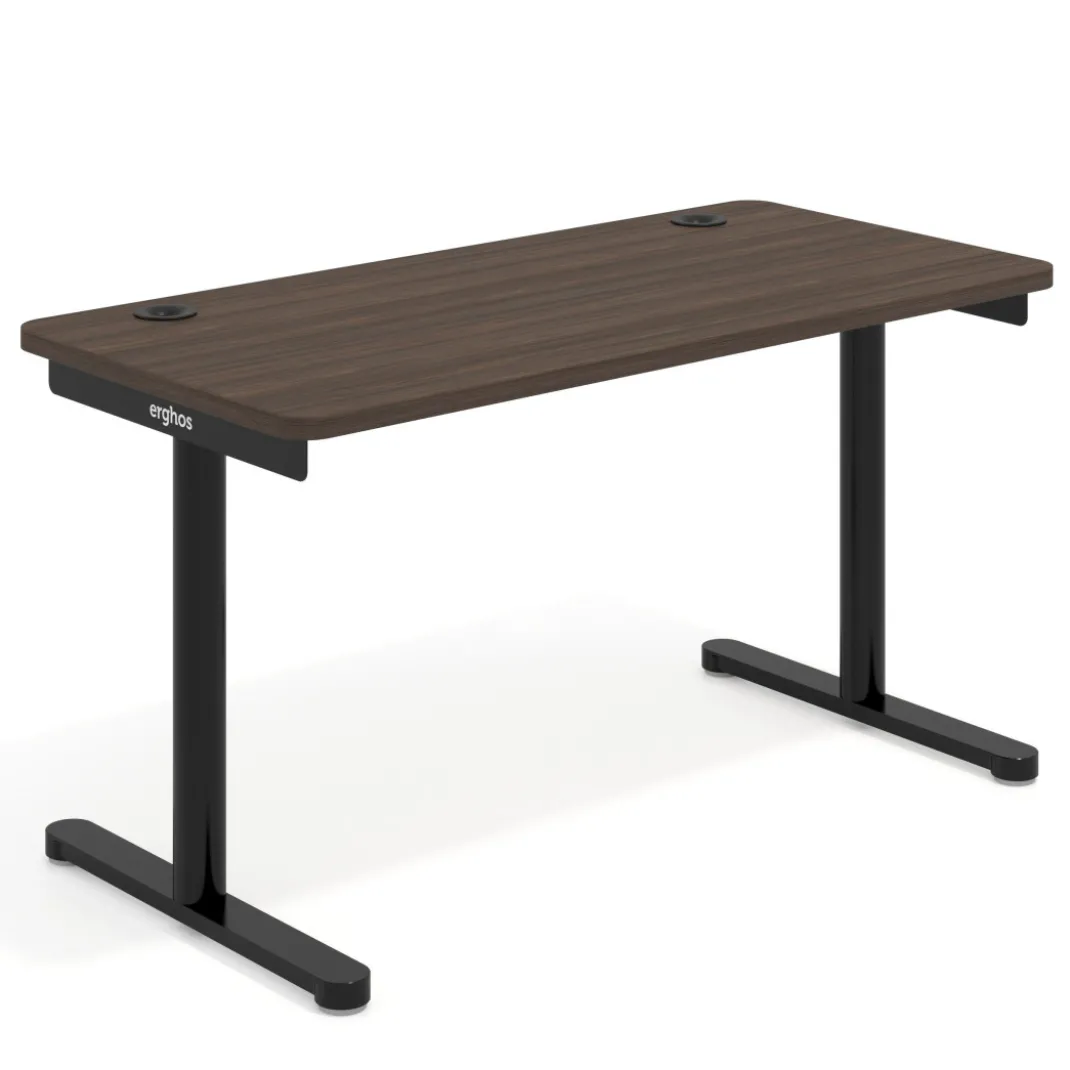 Mesa de Escritorio pata en T, fondo 68cm, estructura negra, sobre ergonómico