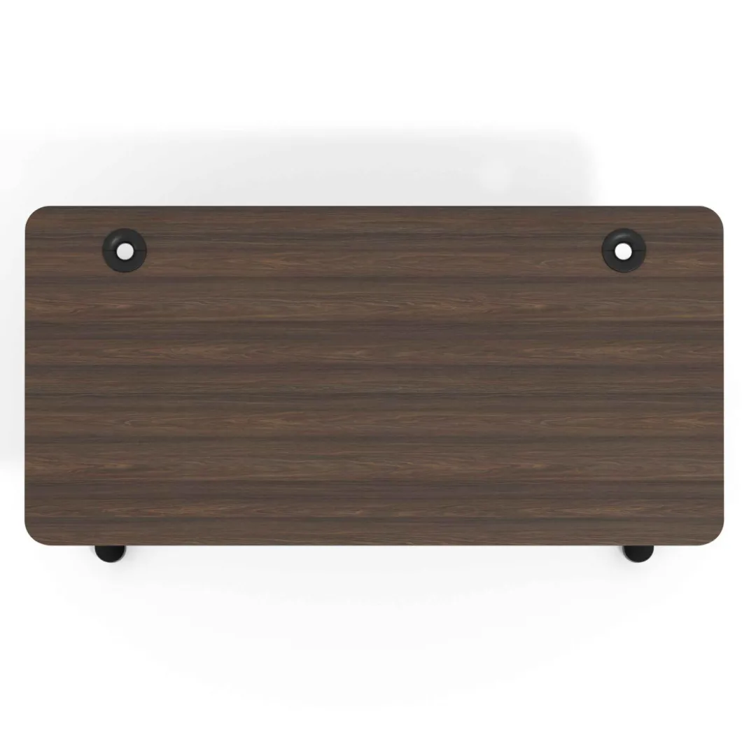 Mesa de Escritorio pata en T, fondo 68cm, estructura negra, sobre ergonómico