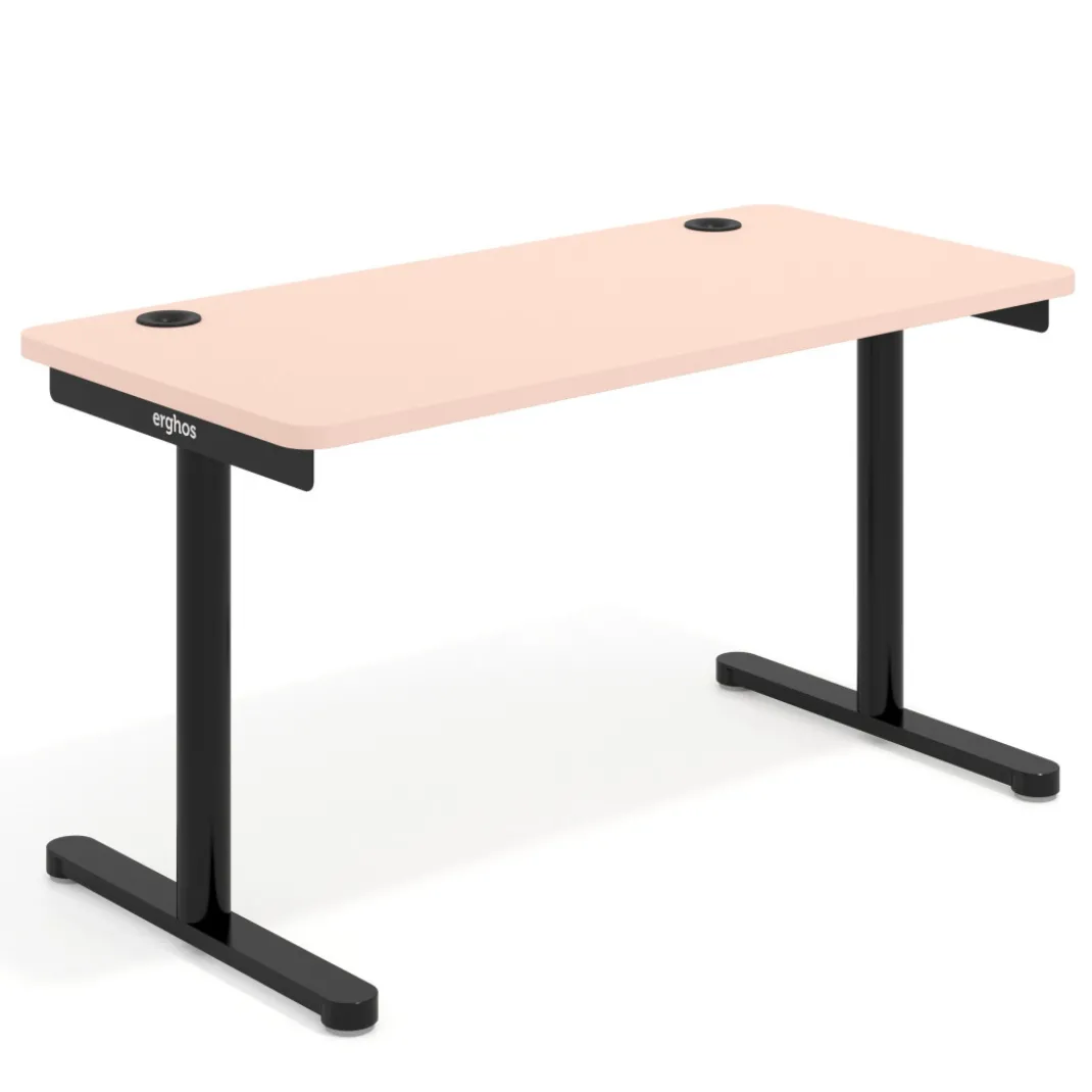 Mesa de Escritorio pata en T, fondo 68cm, estructura negra, sobre ergonómico