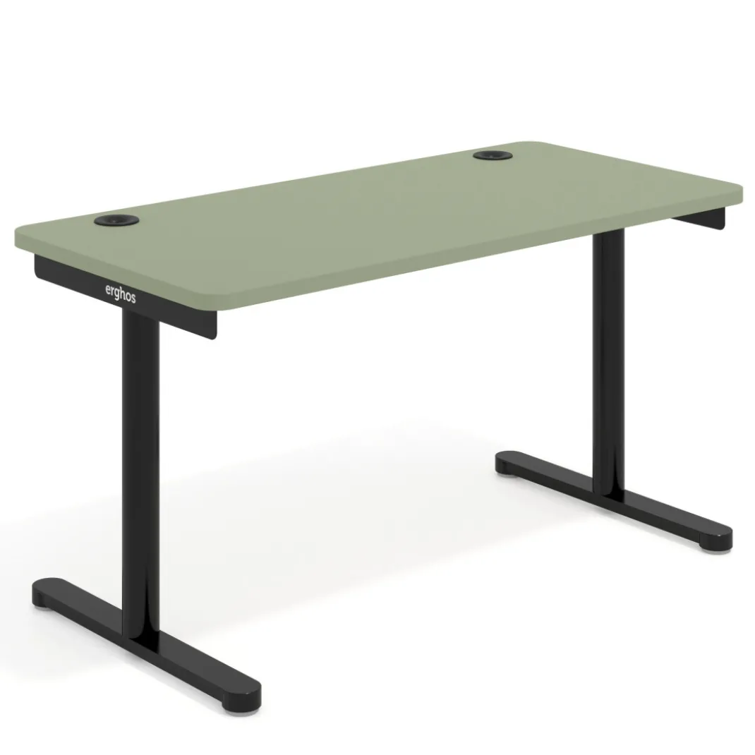 Mesa de Escritorio pata en T, fondo 68cm, estructura negra, sobre ergonómico