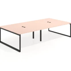 Mesa de juntas rectangular doble fondo 166 cm, estructura negra