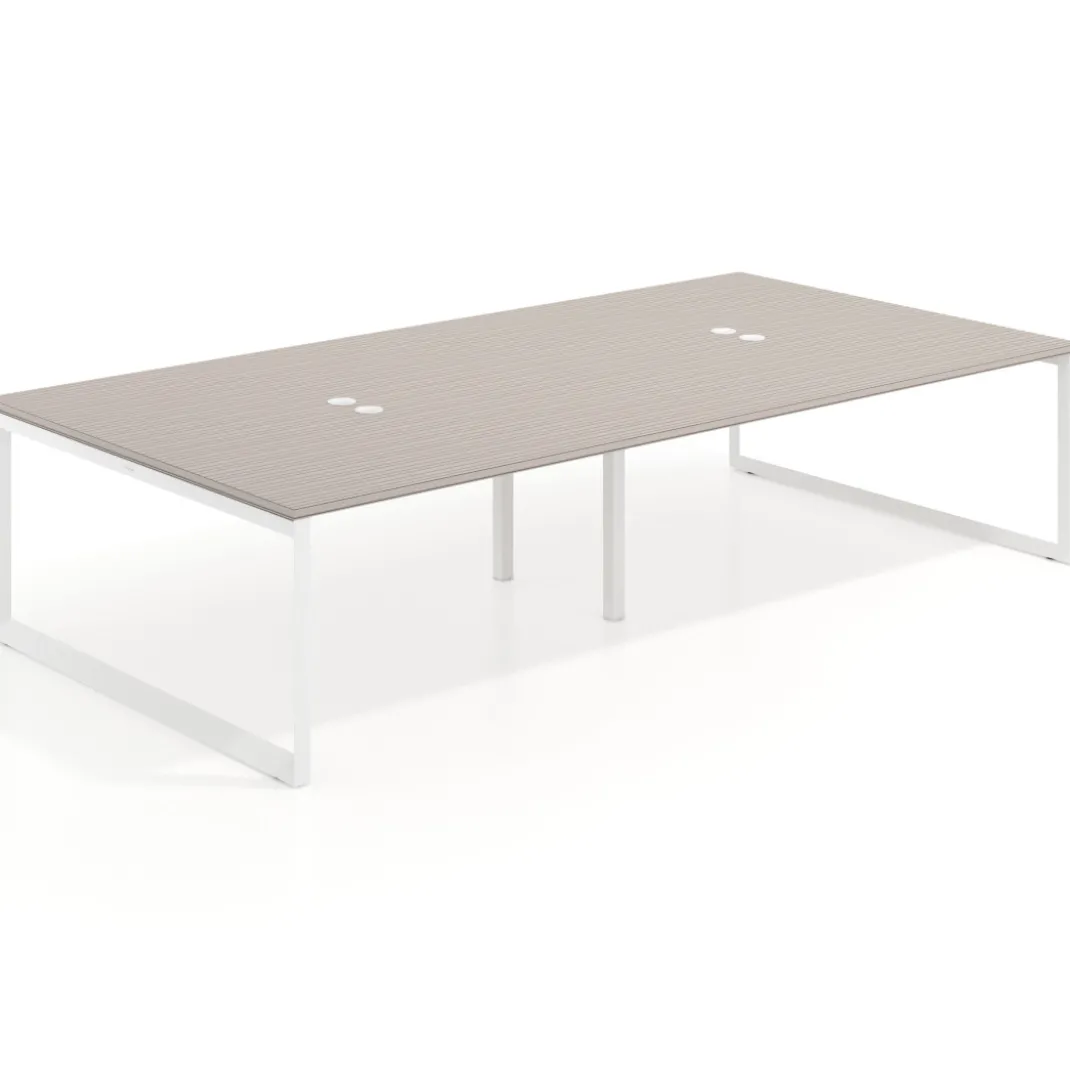 Mesa de juntas rectangular doble fondo 166 cm, estructura blanca