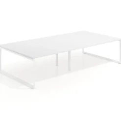 Mesa de juntas rectangular doble fondo 166 cm, estructura blanca