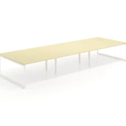 Mesa de juntas rectangular triple fondo 166 cm, estructura blanca