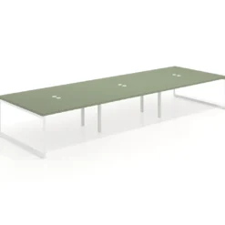 Mesa de juntas rectangular triple fondo 166 cm, estructura blanca