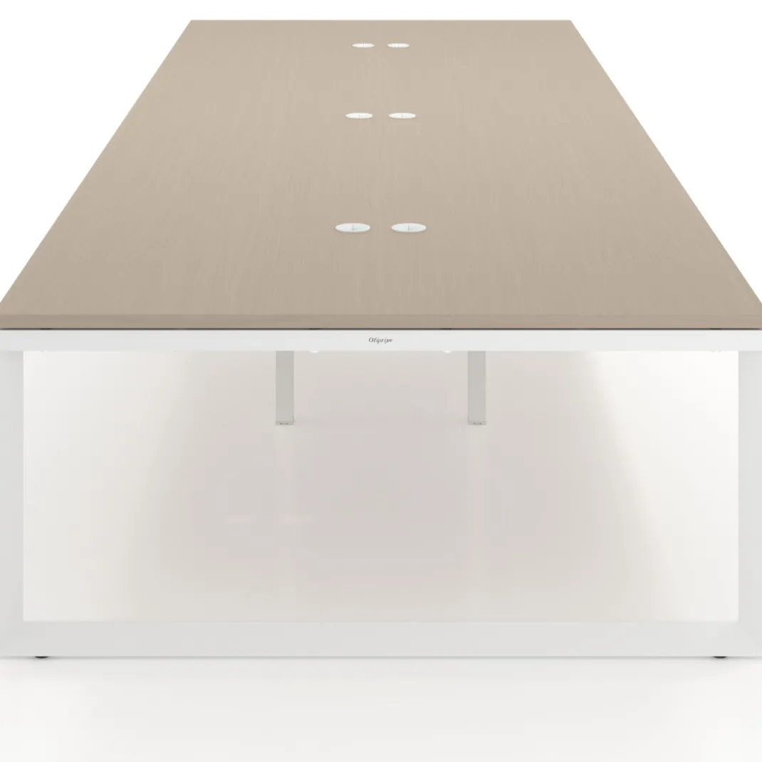 Mesa de juntas rectangular triple fondo 166 cm, estructura blanca