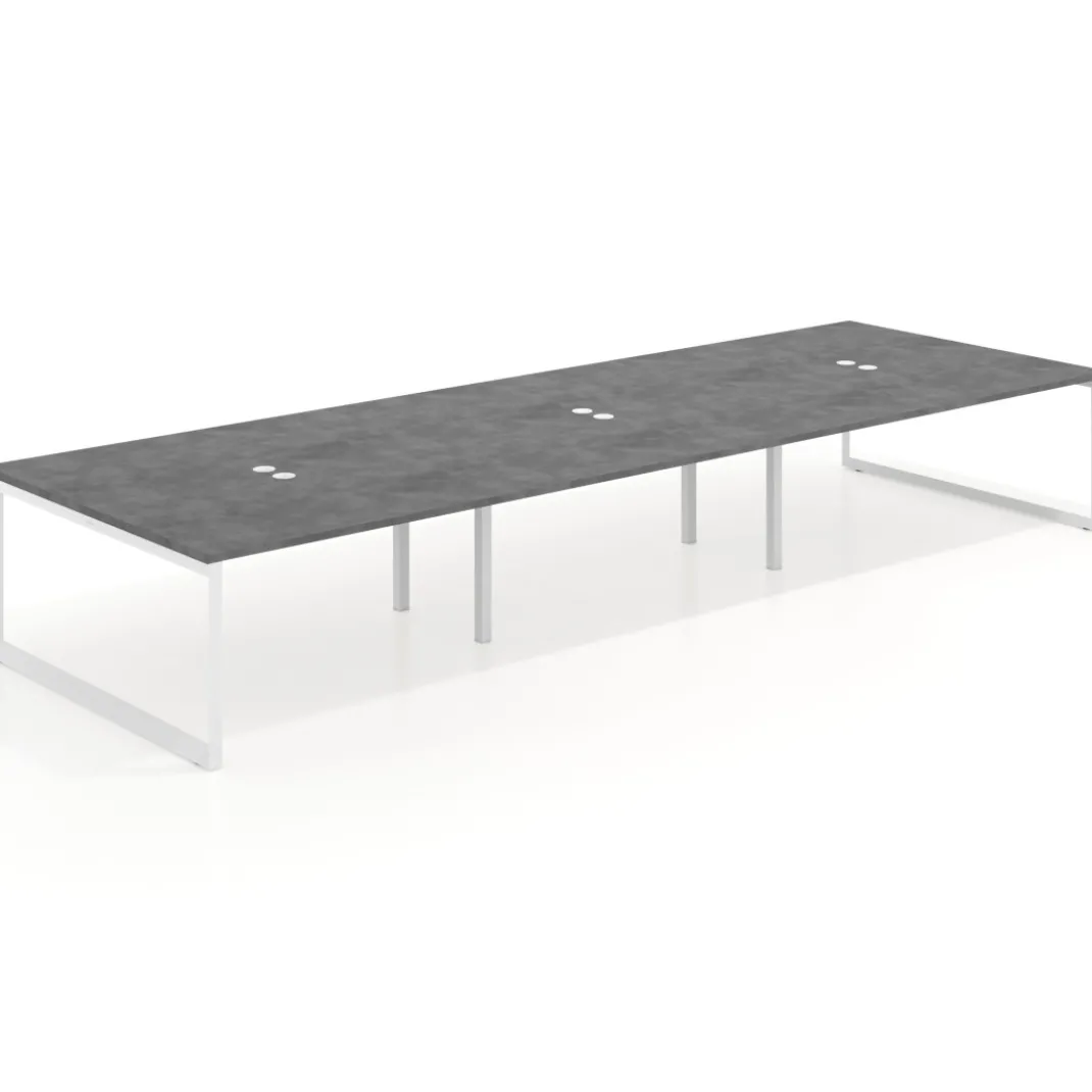 Mesa de juntas rectangular triple fondo 166 cm, estructura blanca