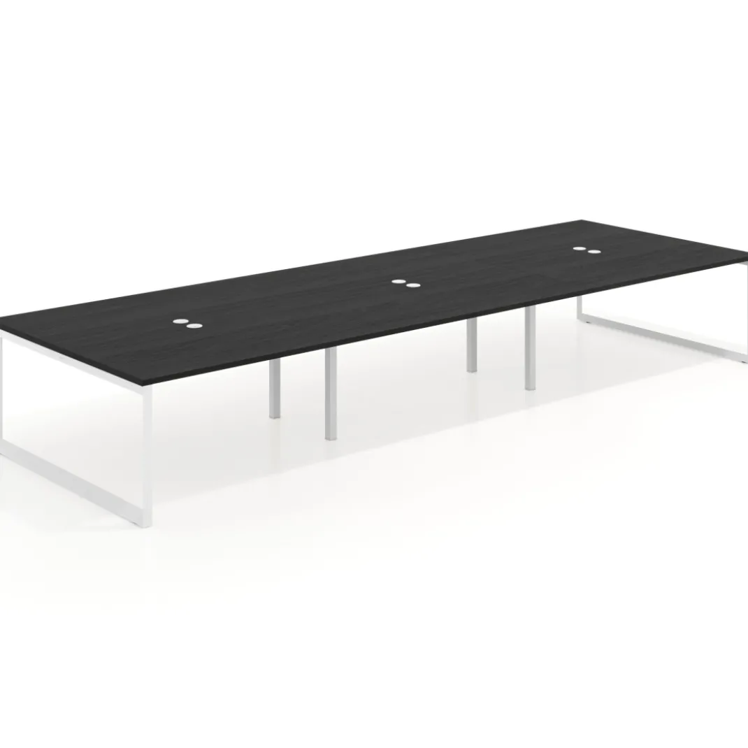 Mesa de juntas rectangular triple fondo 166 cm, estructura blanca