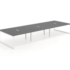 Mesa de juntas rectangular triple fondo 166 cm, estructura blanca