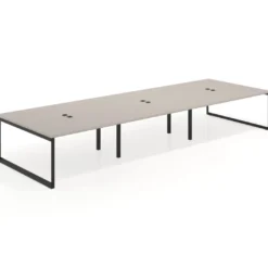 Mesa de juntas rectangular triple fondo 166 cm, estructura negra