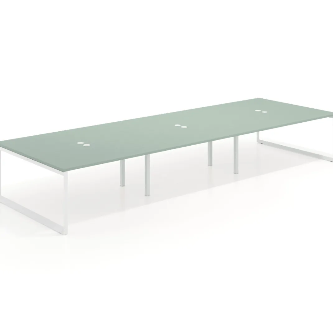 Mesa de juntas rectangular triple fondo 166 cm, estructura blanca