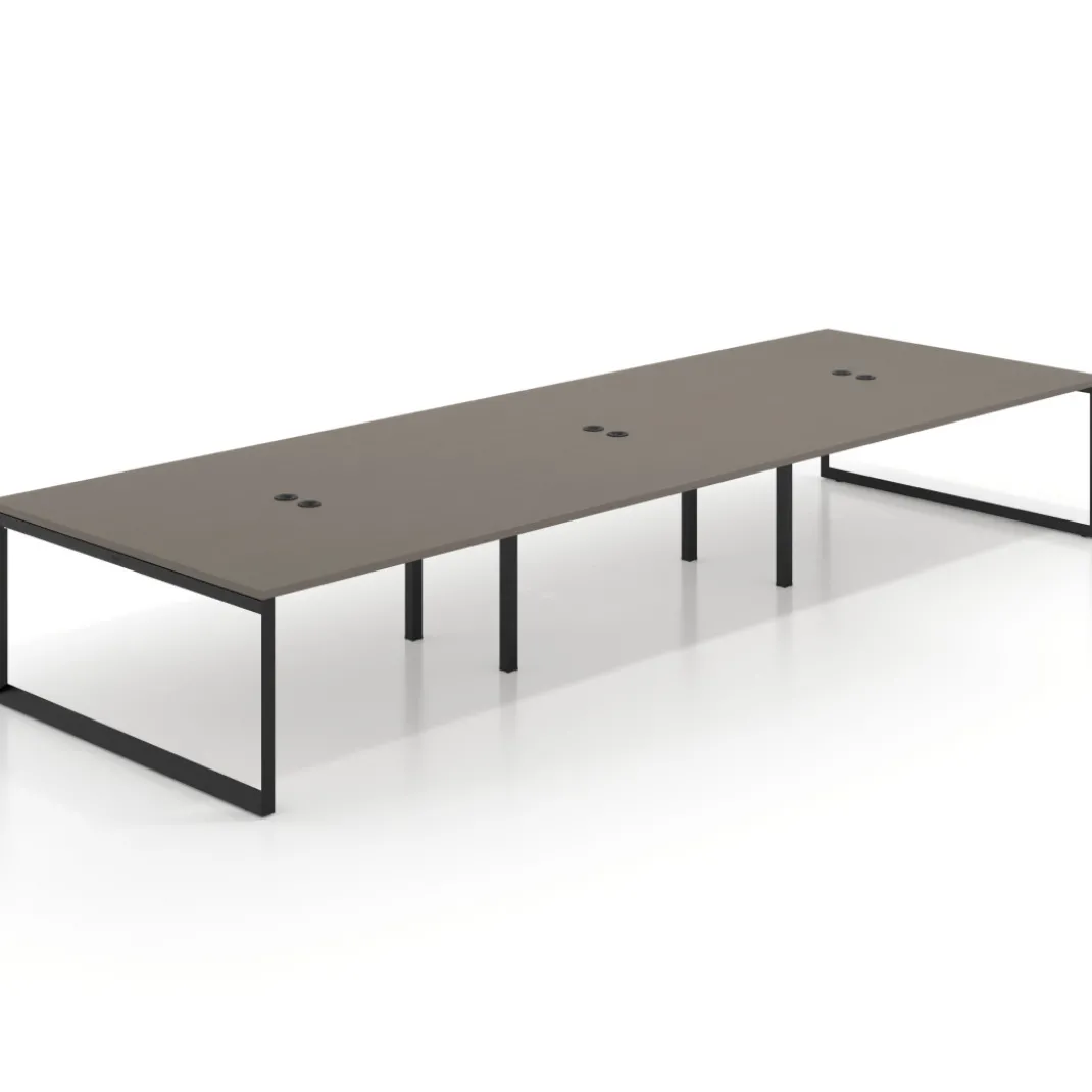 Mesa de juntas rectangular triple fondo 166 cm, estructura negra