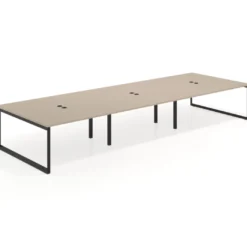 Mesa de juntas rectangular triple fondo 166 cm, estructura negra