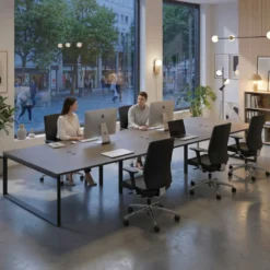 Mesa de juntas rectangular triple fondo 166 cm, estructura negra