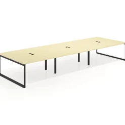 Mesa de juntas rectangular triple fondo 166 cm, estructura negra