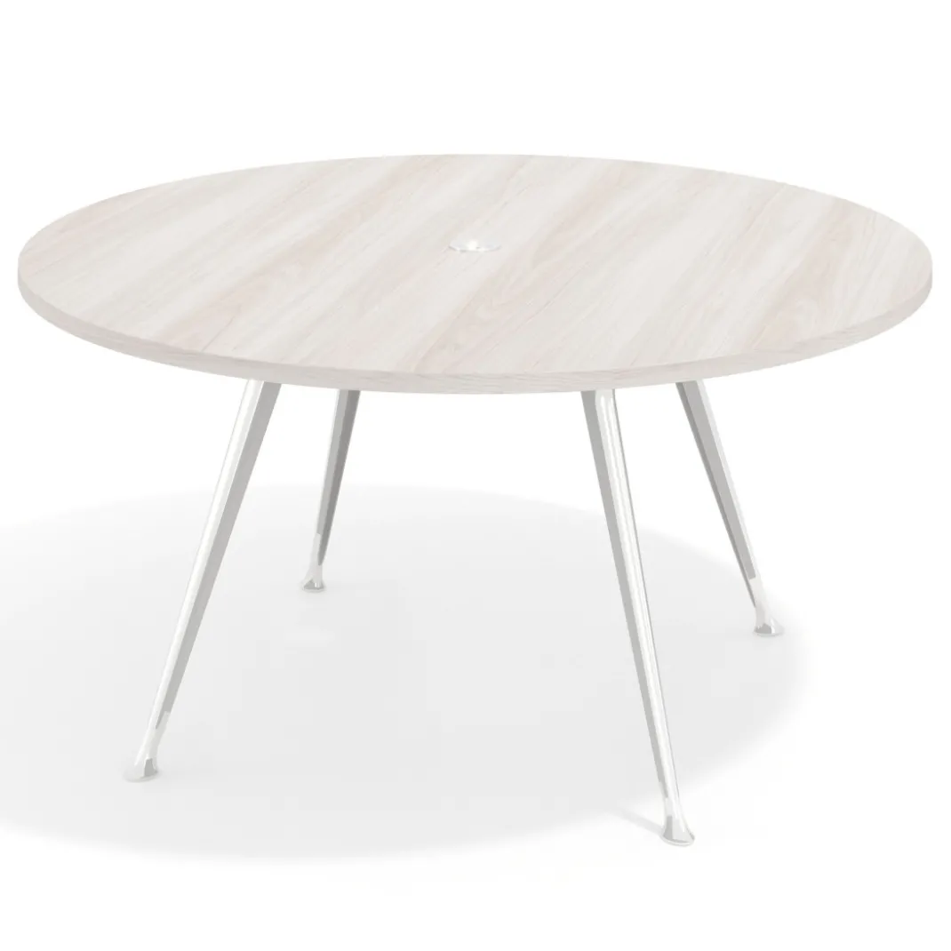 Mesa de juntas redonda, diametro 150, patas de aluminio, estructura cromada