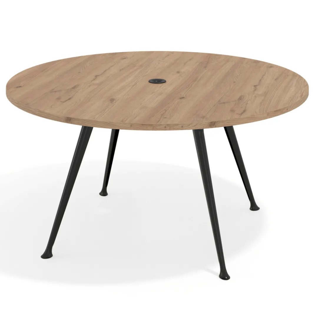 Mesa de juntas redonda, diametro 150, patas de aluminio, estructura negra