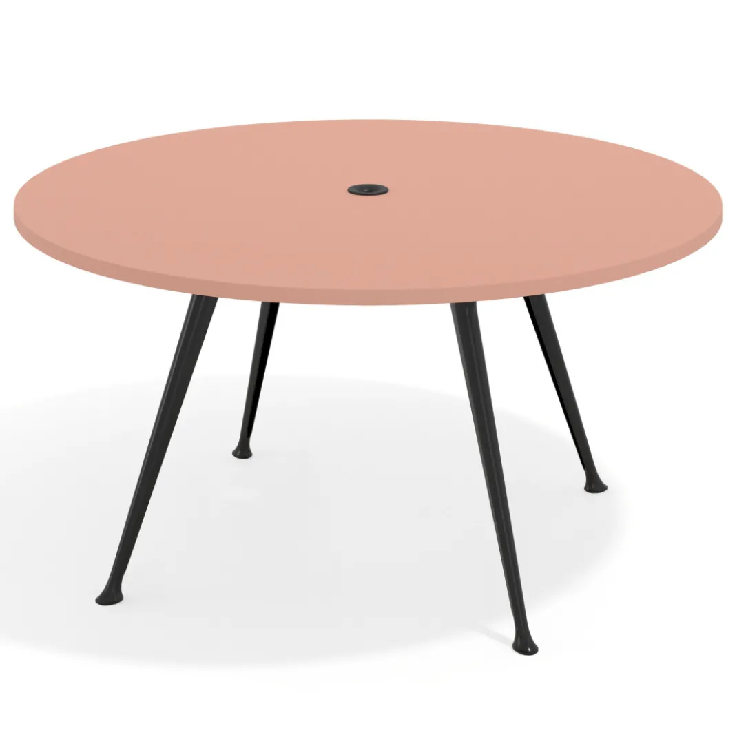 Mesa de juntas redonda, diametro 150, patas de aluminio, estructura negra