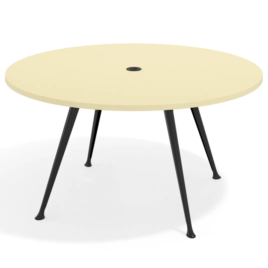 Mesa de juntas redonda, diametro 150, patas de aluminio, estructura negra