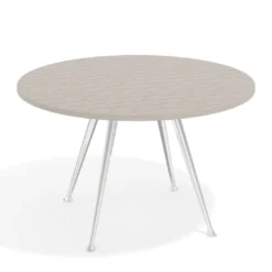 Mesa de juntas redonda, diametro 130, patas de aluminio, estructura cromada
