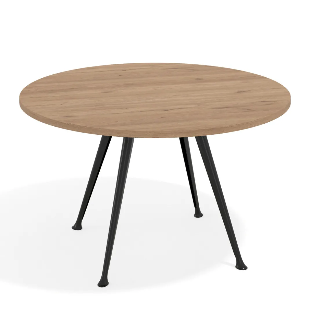 Mesa de juntas redonda, diametro 130, patas de aluminio, estructura negra