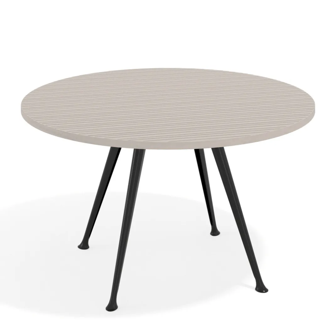 Mesa de juntas redonda, diametro 130, patas de aluminio, estructura negra