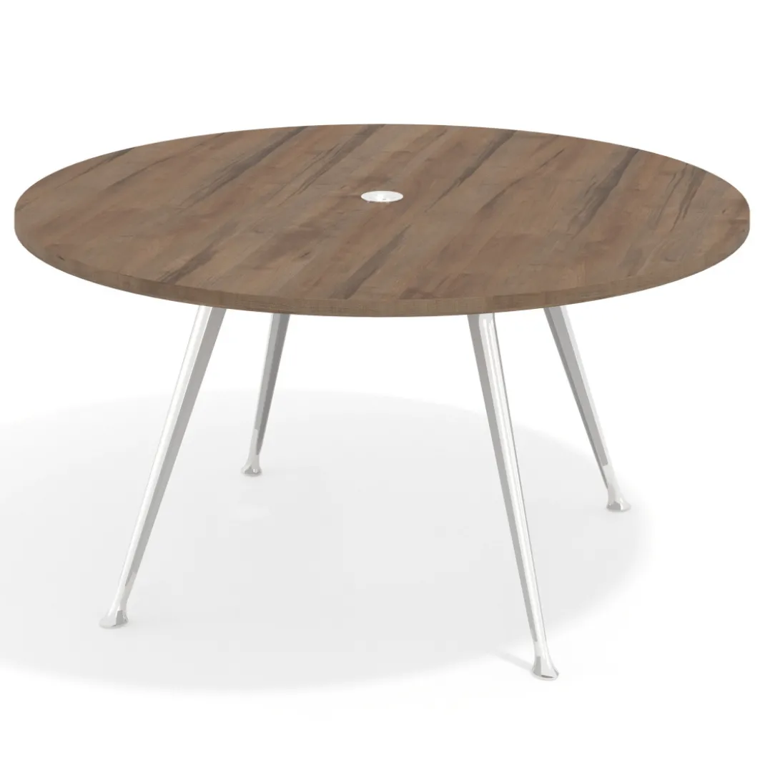 Mesa de juntas redonda, diametro 150, patas de aluminio, estructura cromada