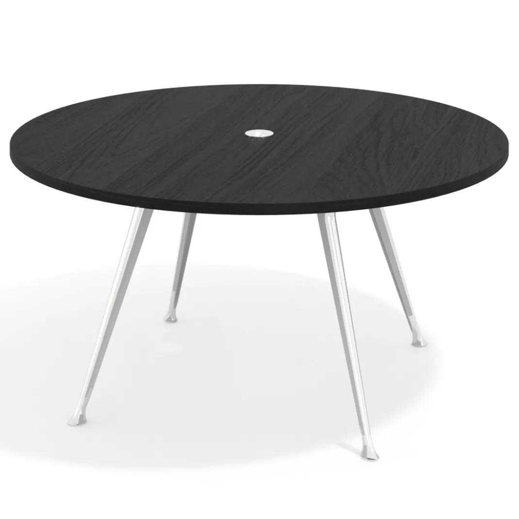 Mesa de juntas redonda, diametro 150, patas de aluminio, estructura cromada