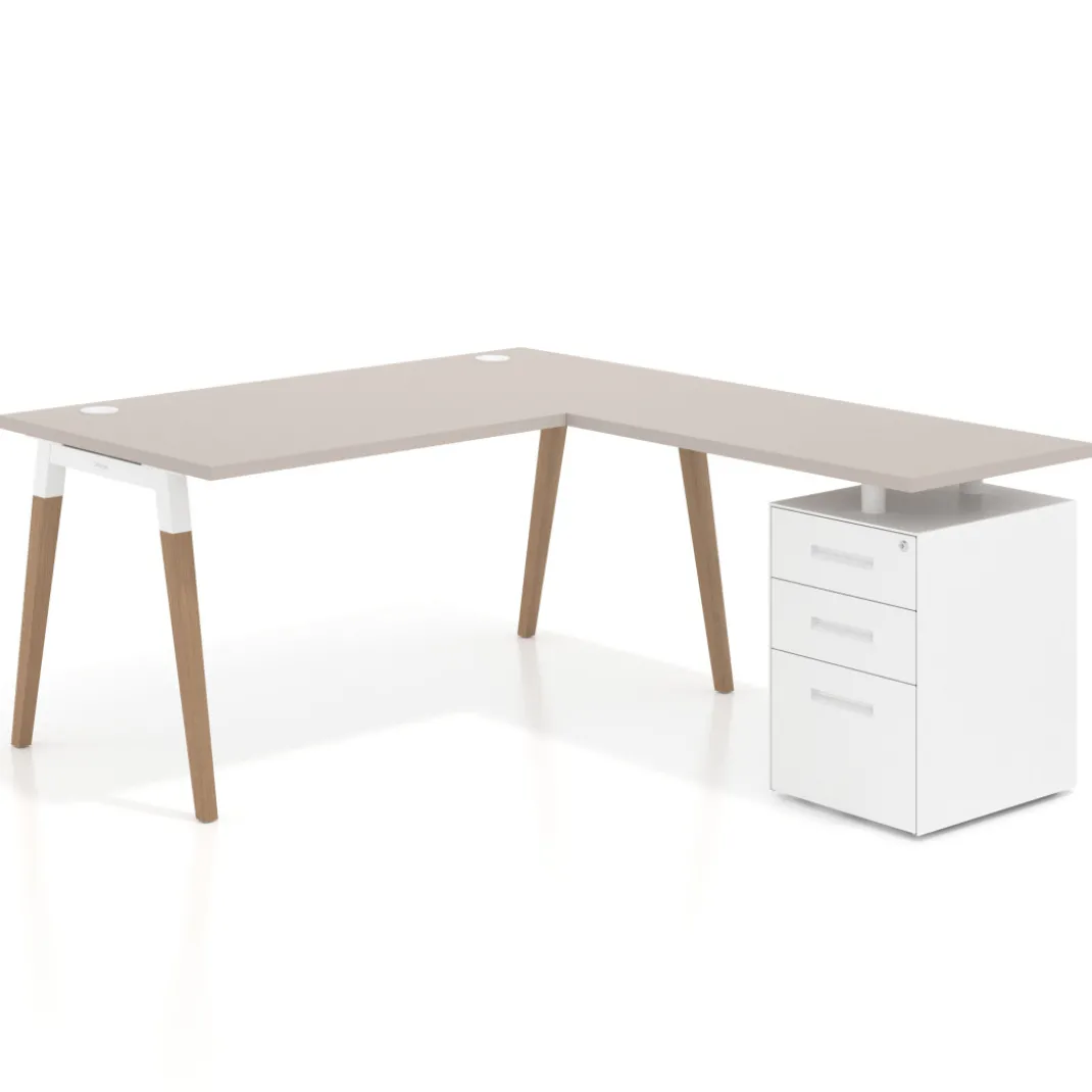 Mesa de oficina con cajones Arki, frontales de metal