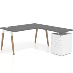Mesa de oficina con cajones Arki, frontales de metal