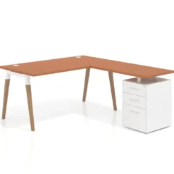 Mesa de oficina con cajones Arki, frontales de metal