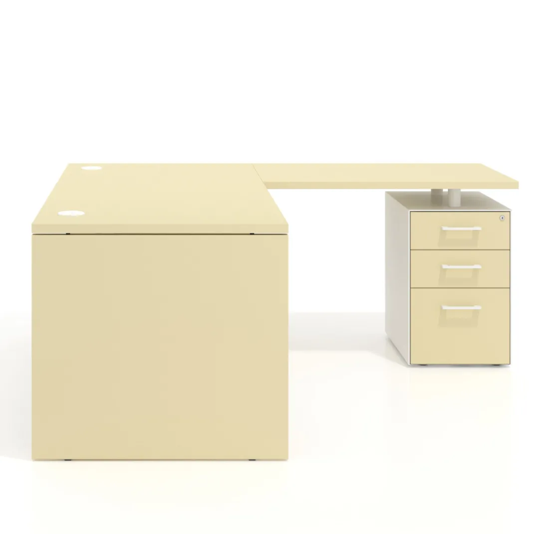 Mesa de Oficina con cajones Work Plus fondo 80, frontales melamina diseño bicolor