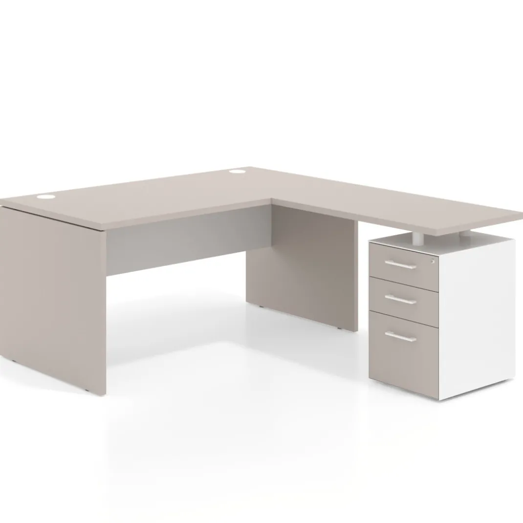 Mesa de Oficina con cajones Work Plus fondo 80, frontales melamina diseño bicolor