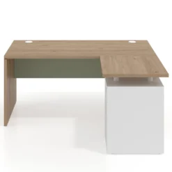 Mesa de Oficina con cajones Work Plus fondo 80, ala corta, frontales de metal estructura naturale