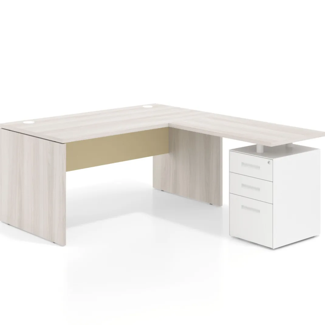 Mesa de Oficina con cajones Work Plus fondo 80, frontales de metal estructura california